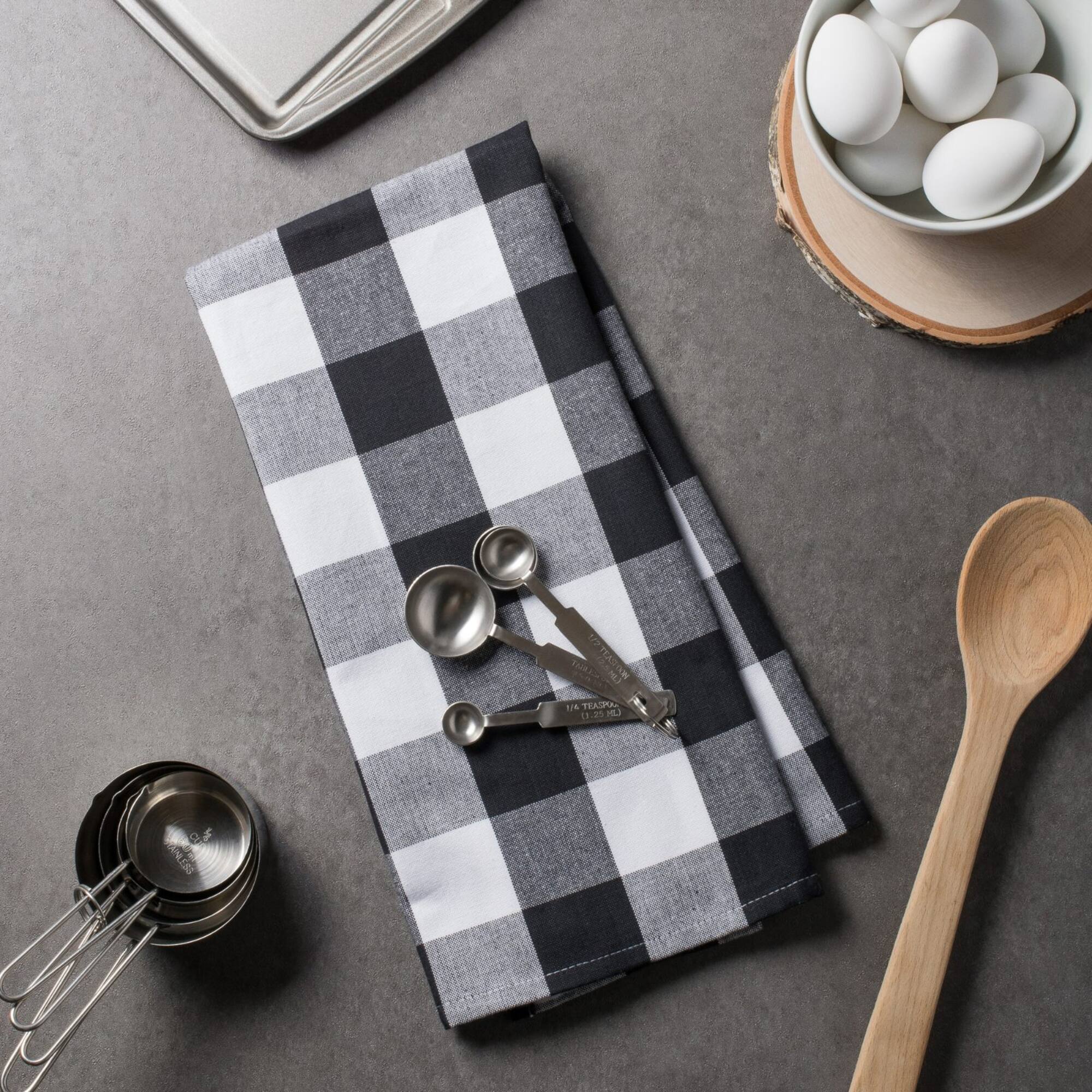 DII® Black Buffalo Check Dishtowels, 3ct.